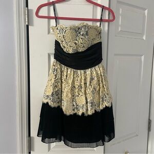 Betsey Johnson Strapless Lace Overlay Dress